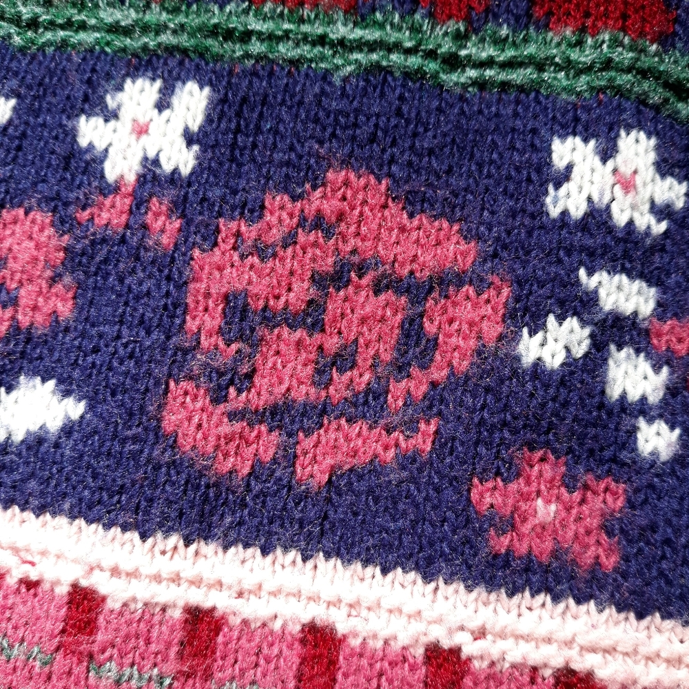 80s Ship’N Shore Roses Floral Knit Sweater Grandma Coquette - Picture 2 of 7